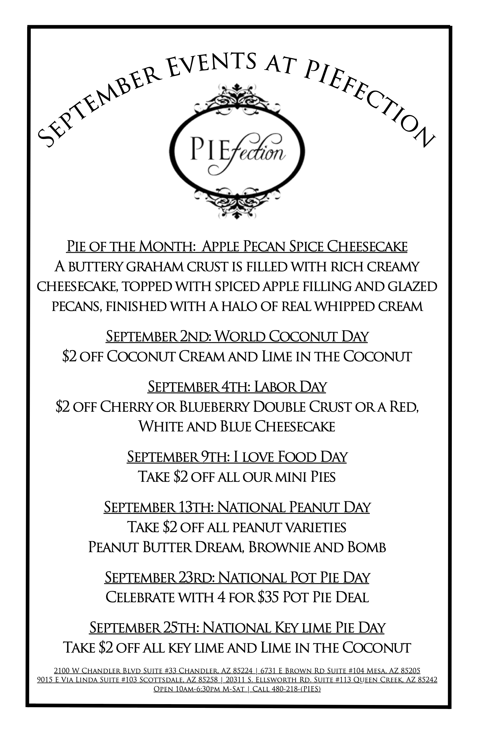 September Events at PIEfection