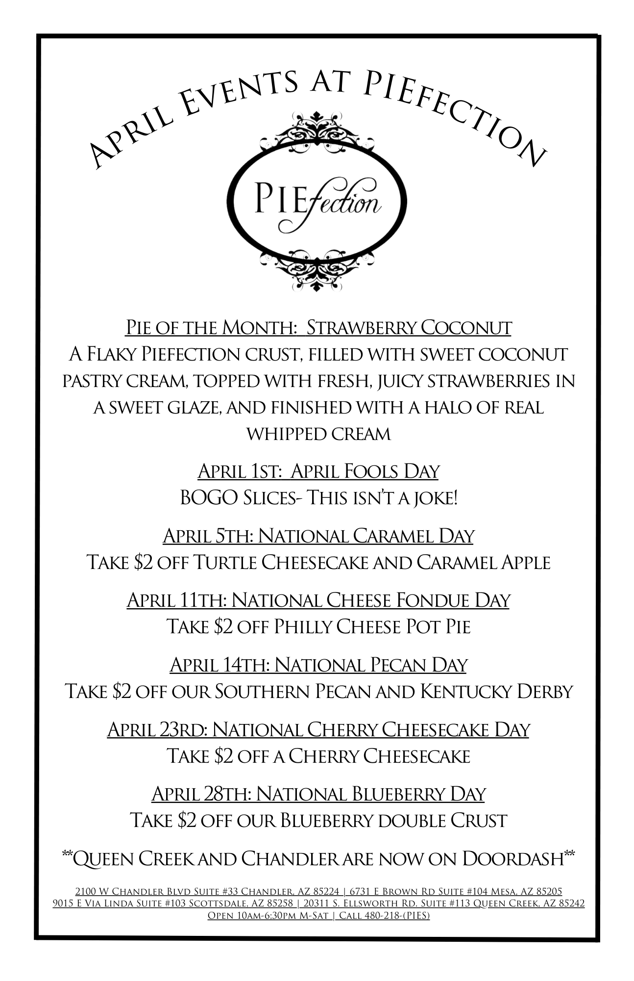 April Events at PIEfection